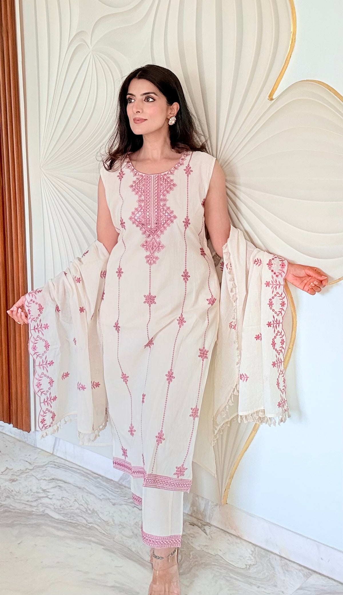 Ivory Pure Cotton A-Line Suit