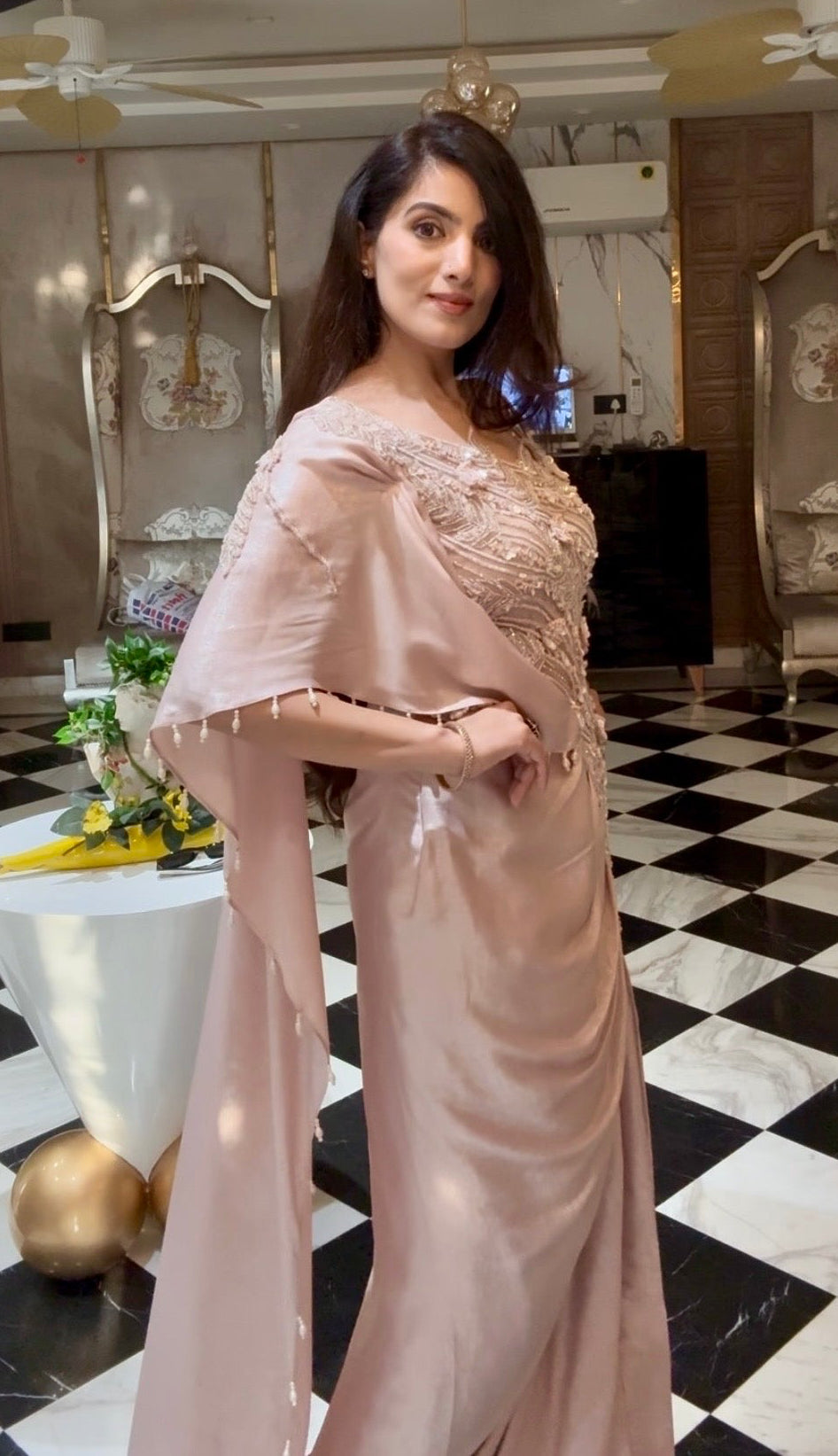 Blush Pink Pre-Draped Gown