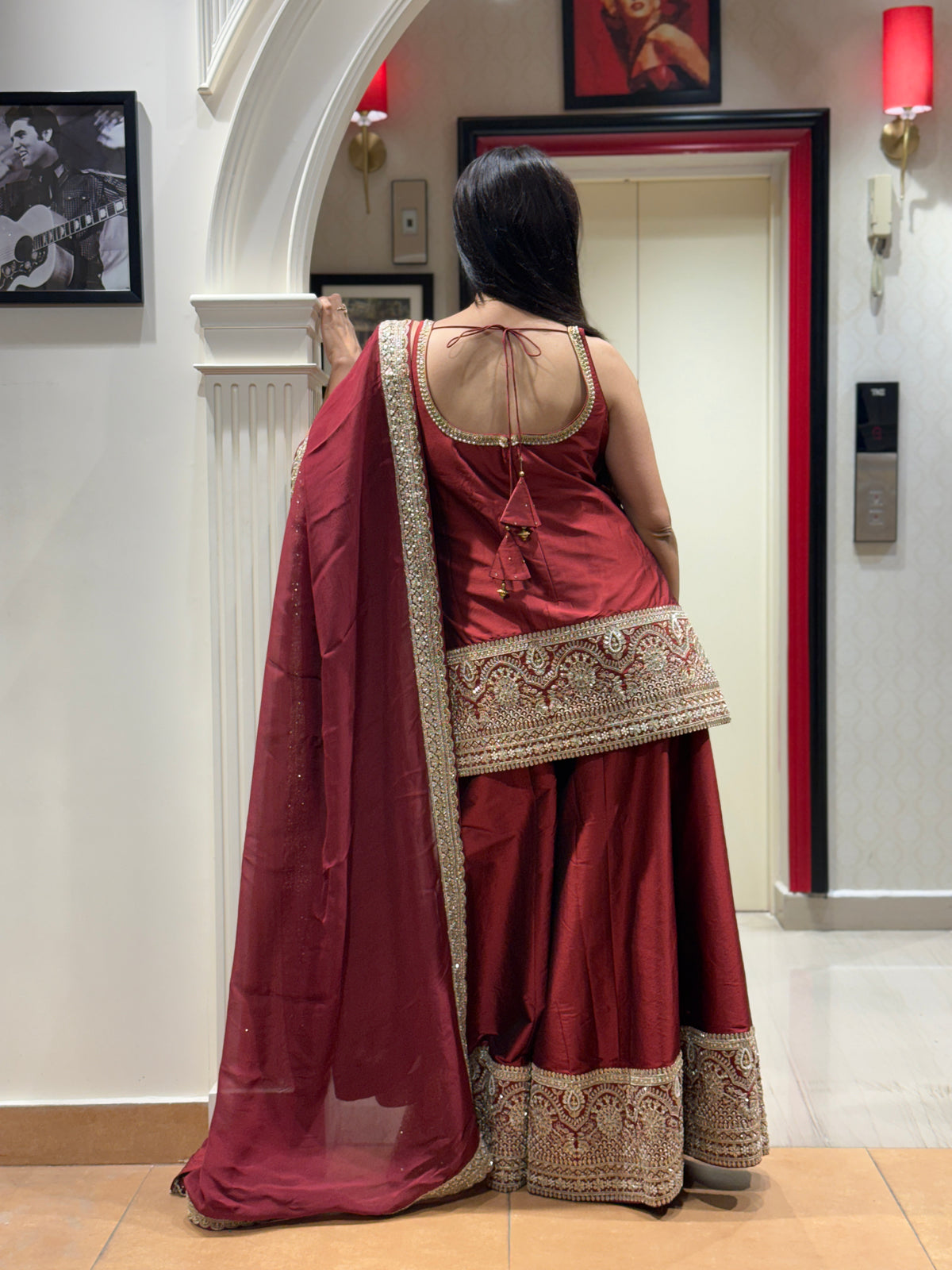 Deep Red Sharara Suit