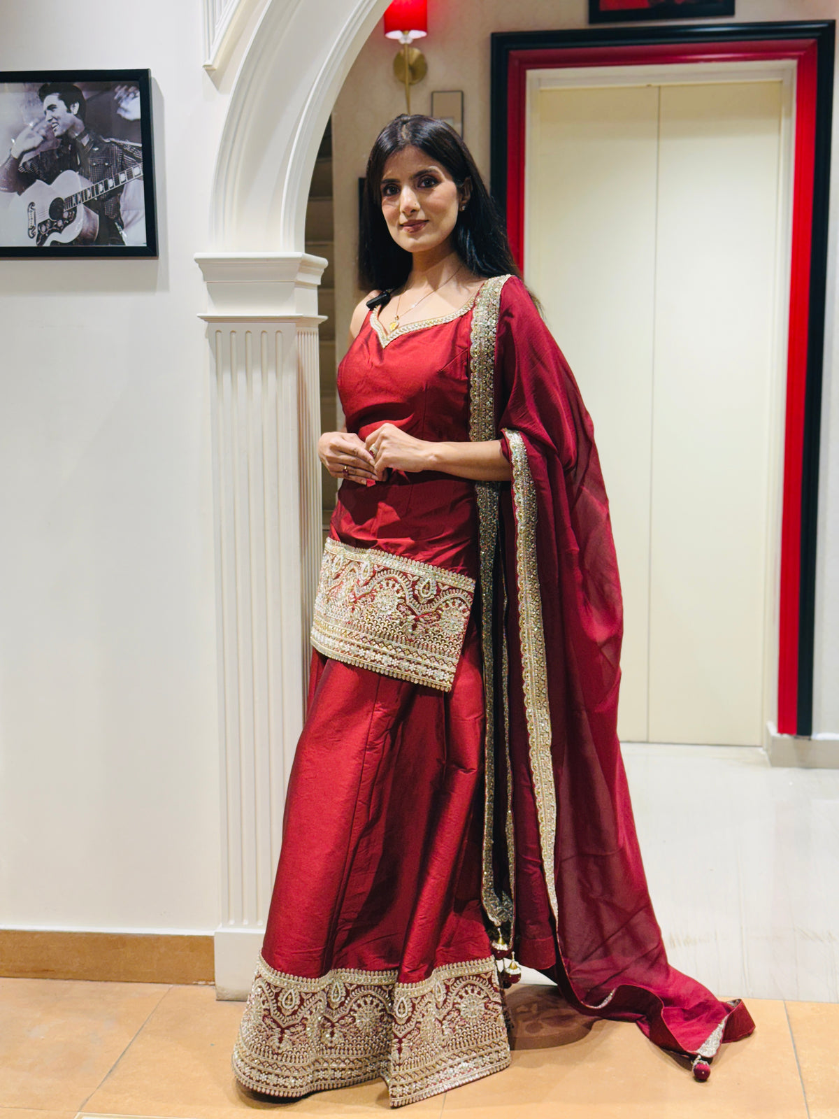 Deep Red Sharara Suit
