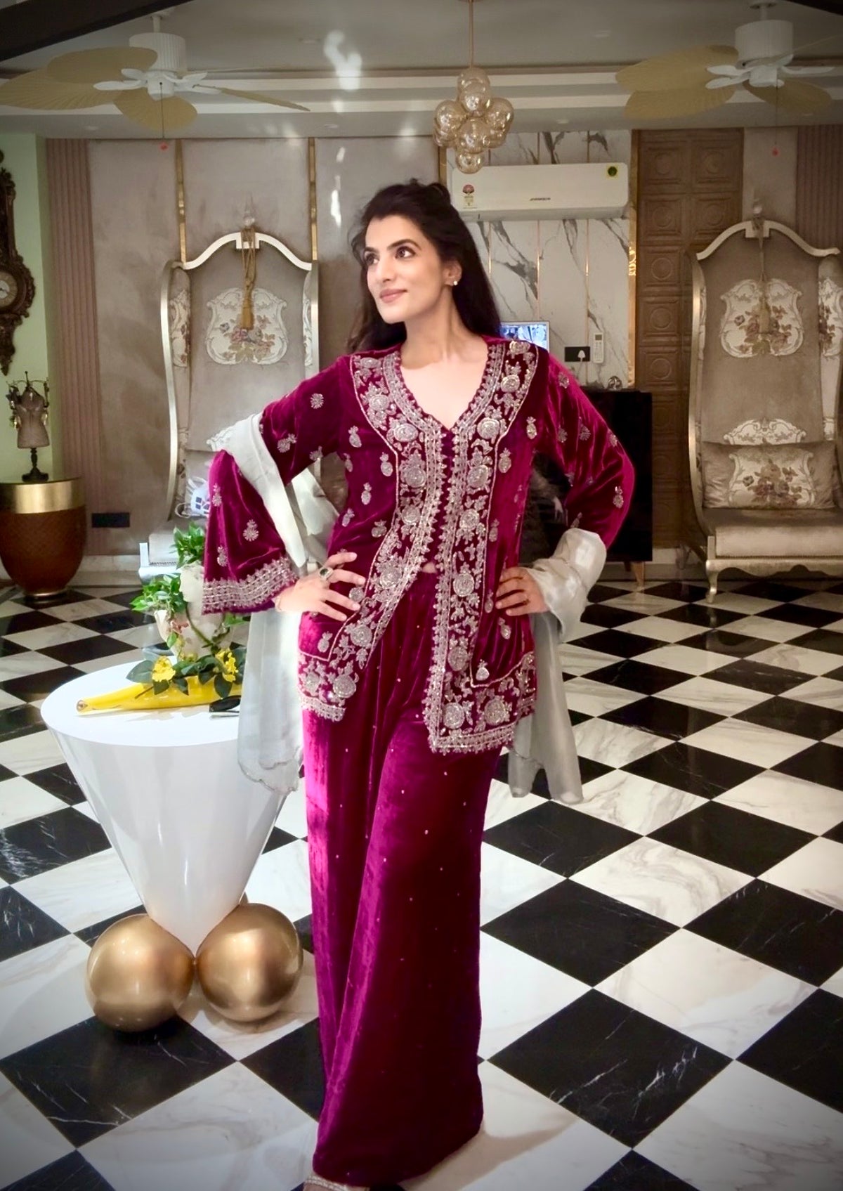 Wine velvet co-ord