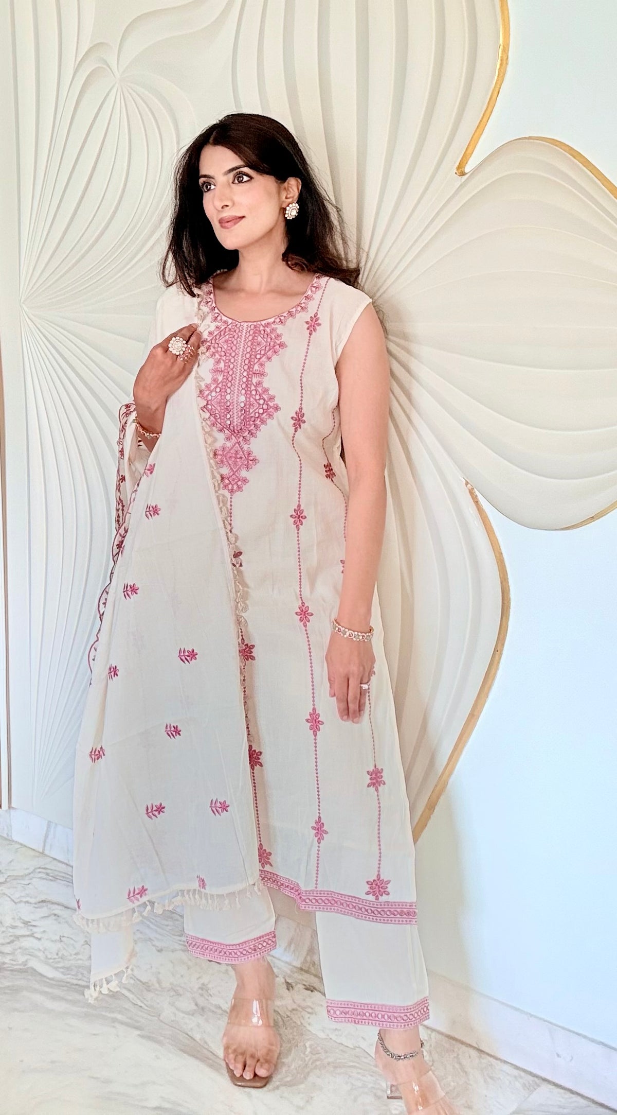 Ivory Pure Cotton A-Line Suit