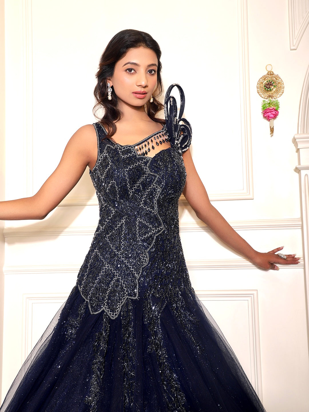 Nocturne Élan – Midnight Blue Crystal Ball Gown