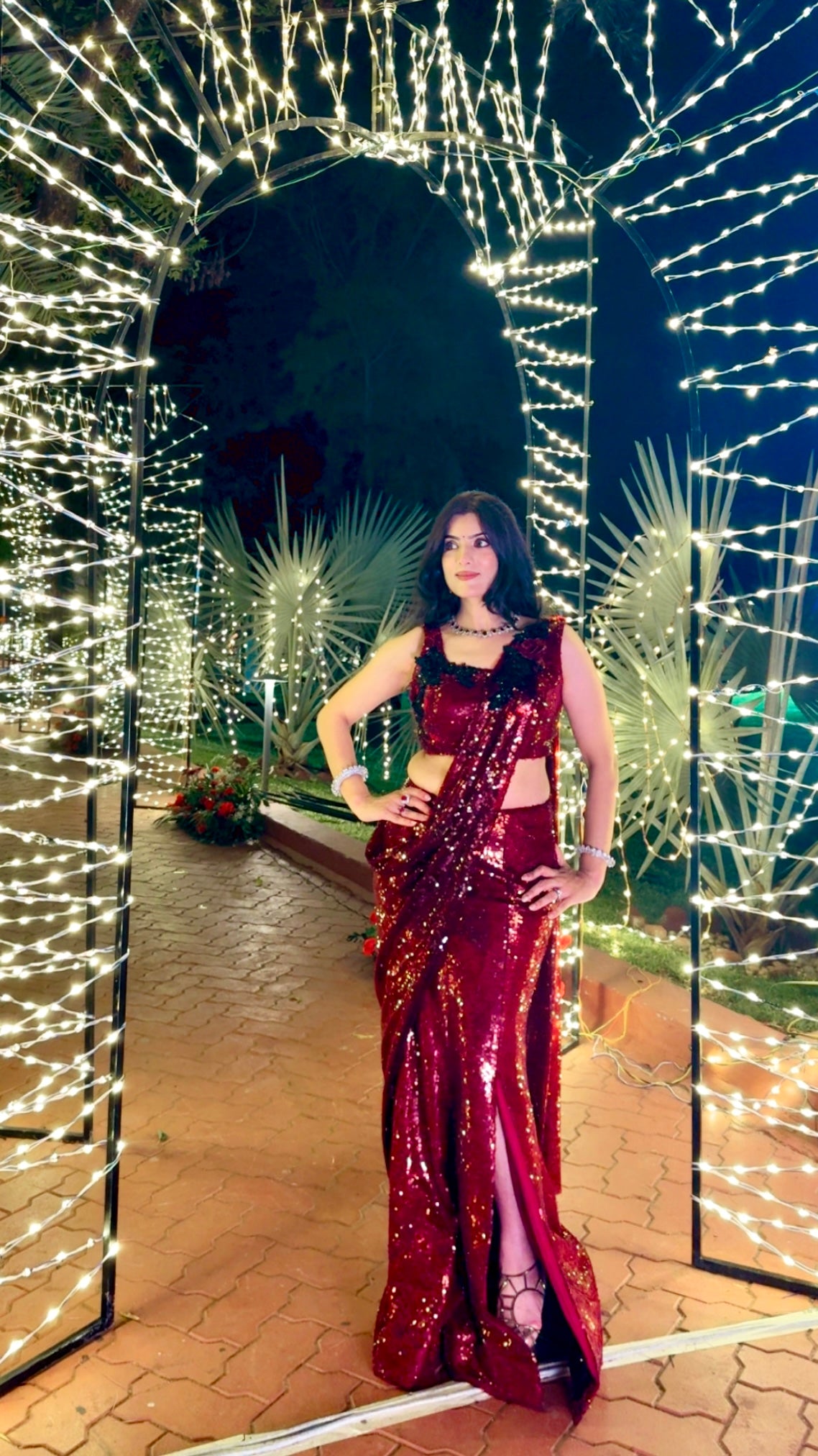 Ruby Radiance – Sparkling Red Saree
