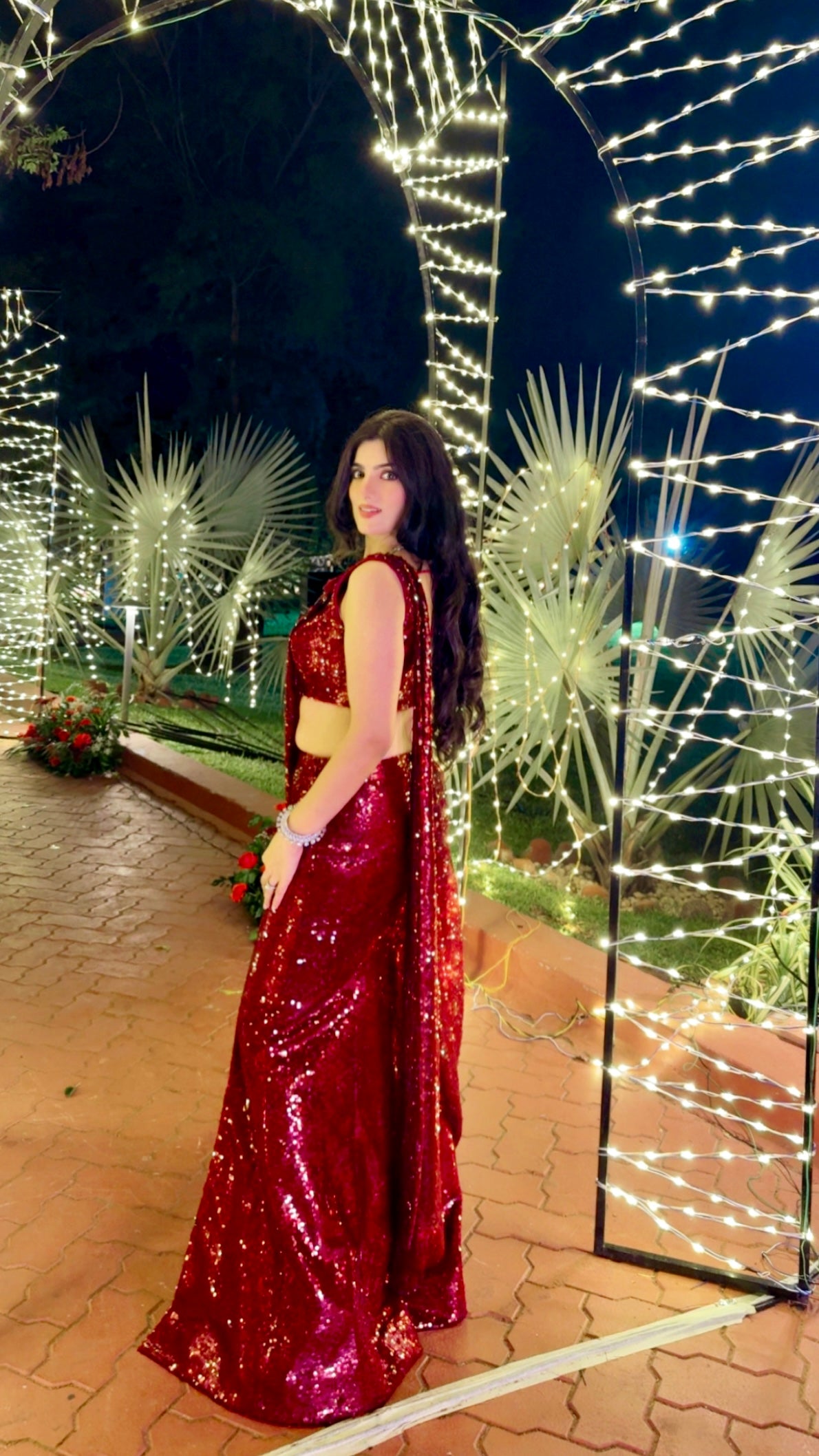 Ruby Radiance – Sparkling Red Saree