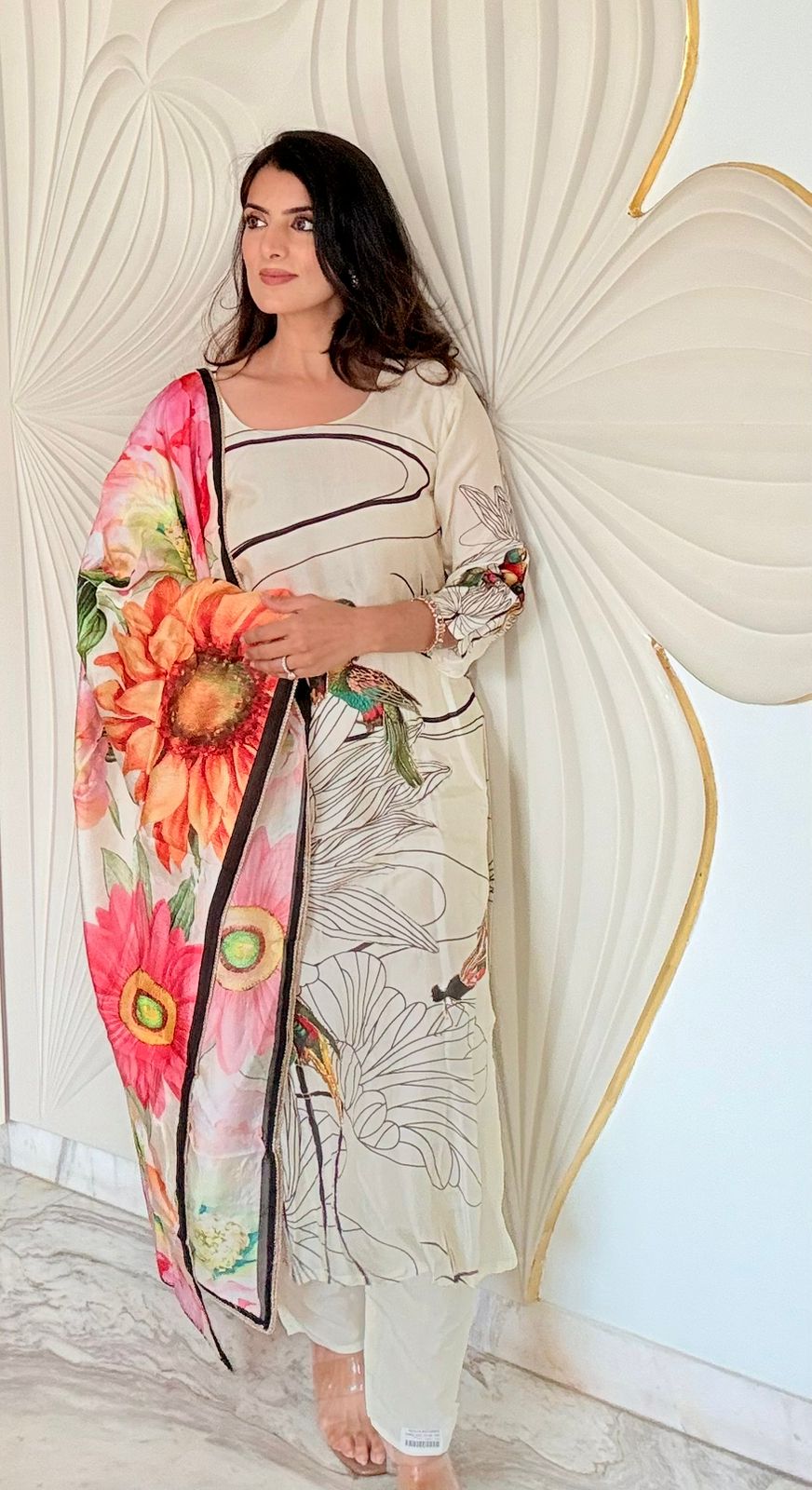 Parrot Print Crepe Suit Set
