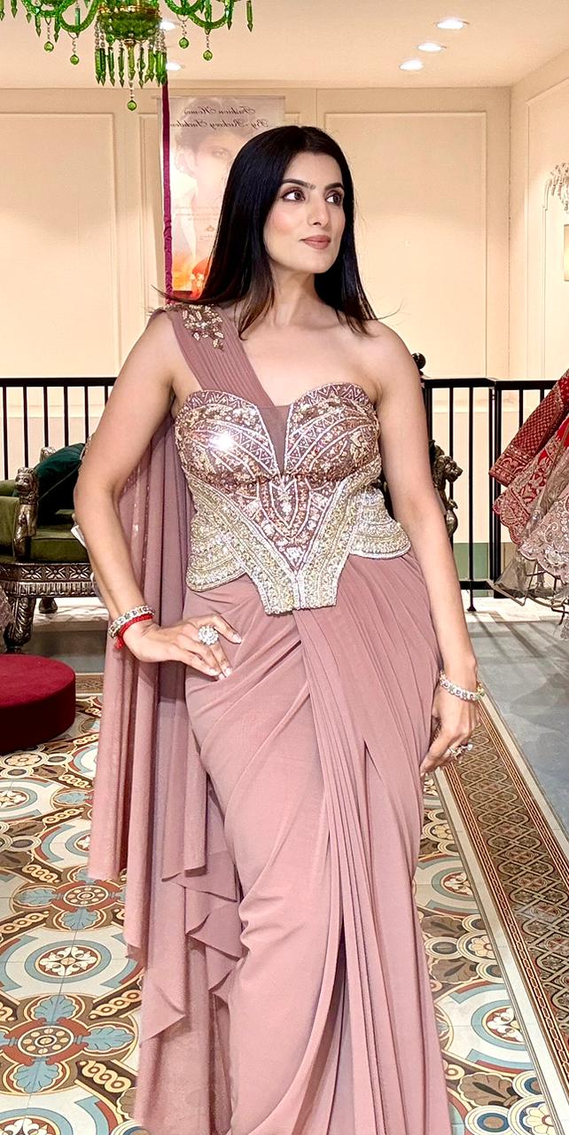 Mauve Corset Fusion Saree