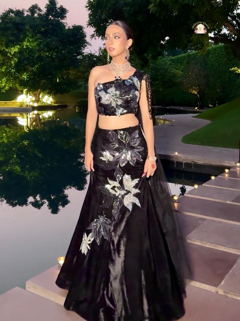 Noir Sequin Velvet Lehenga