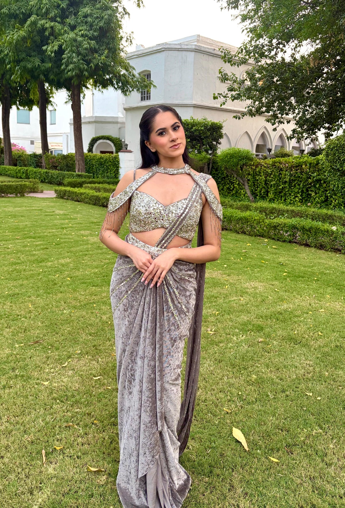Silver Dreams- Predraped saree