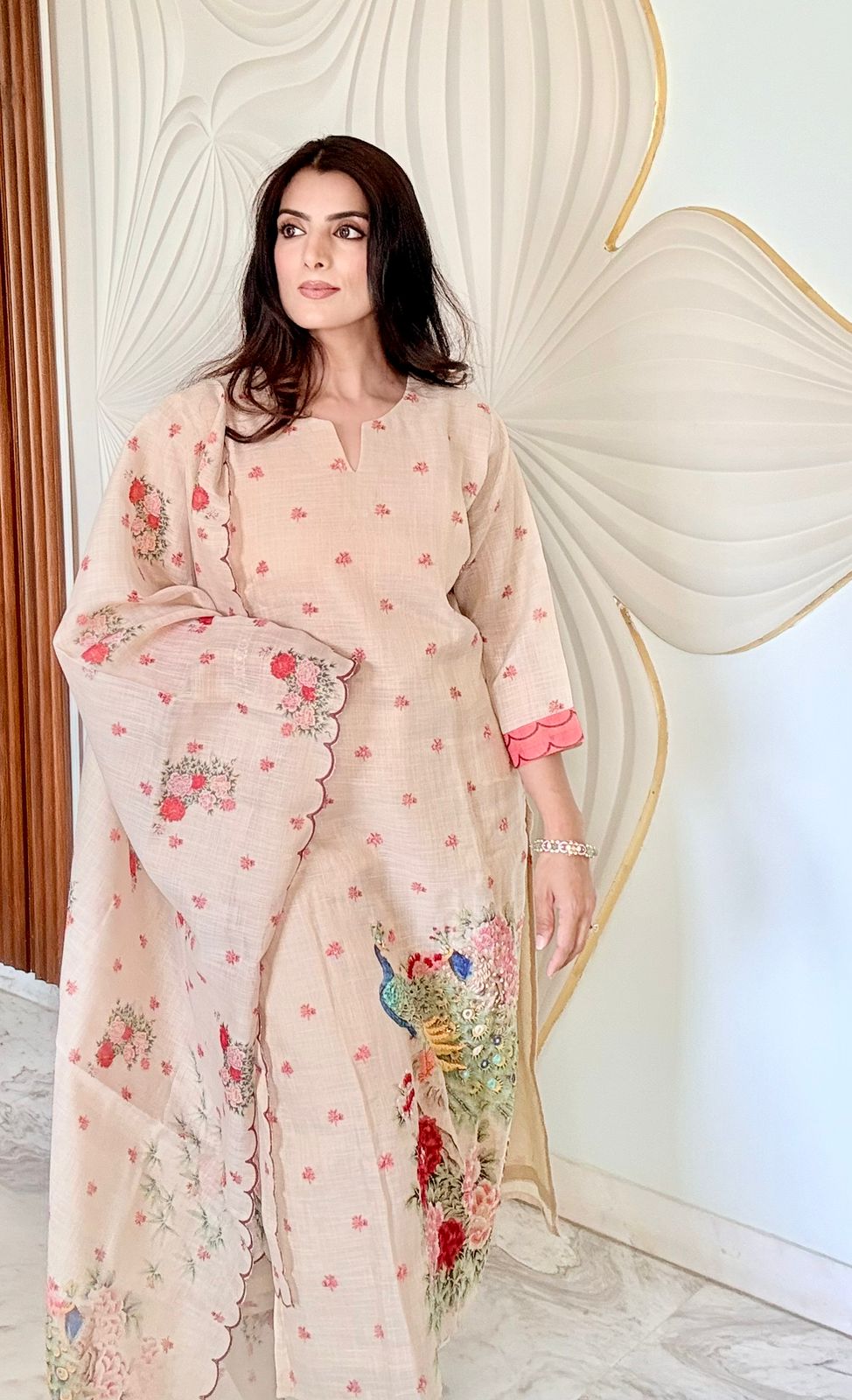 Peacock Motif Suit Set