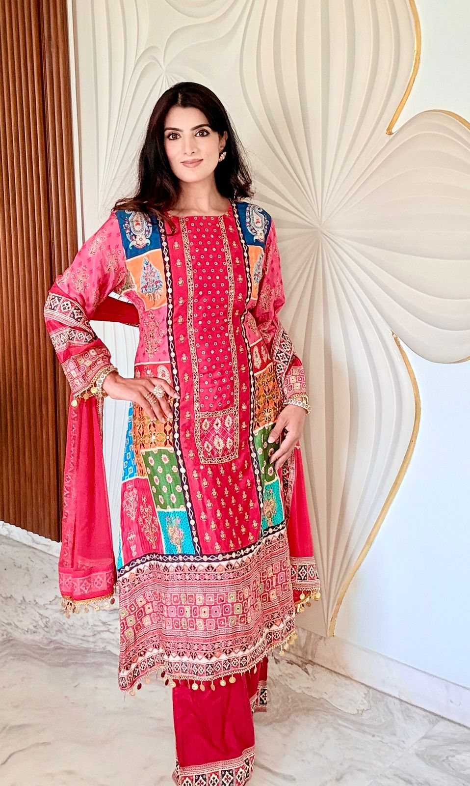 Crimson Crepe A-Line Suit Set