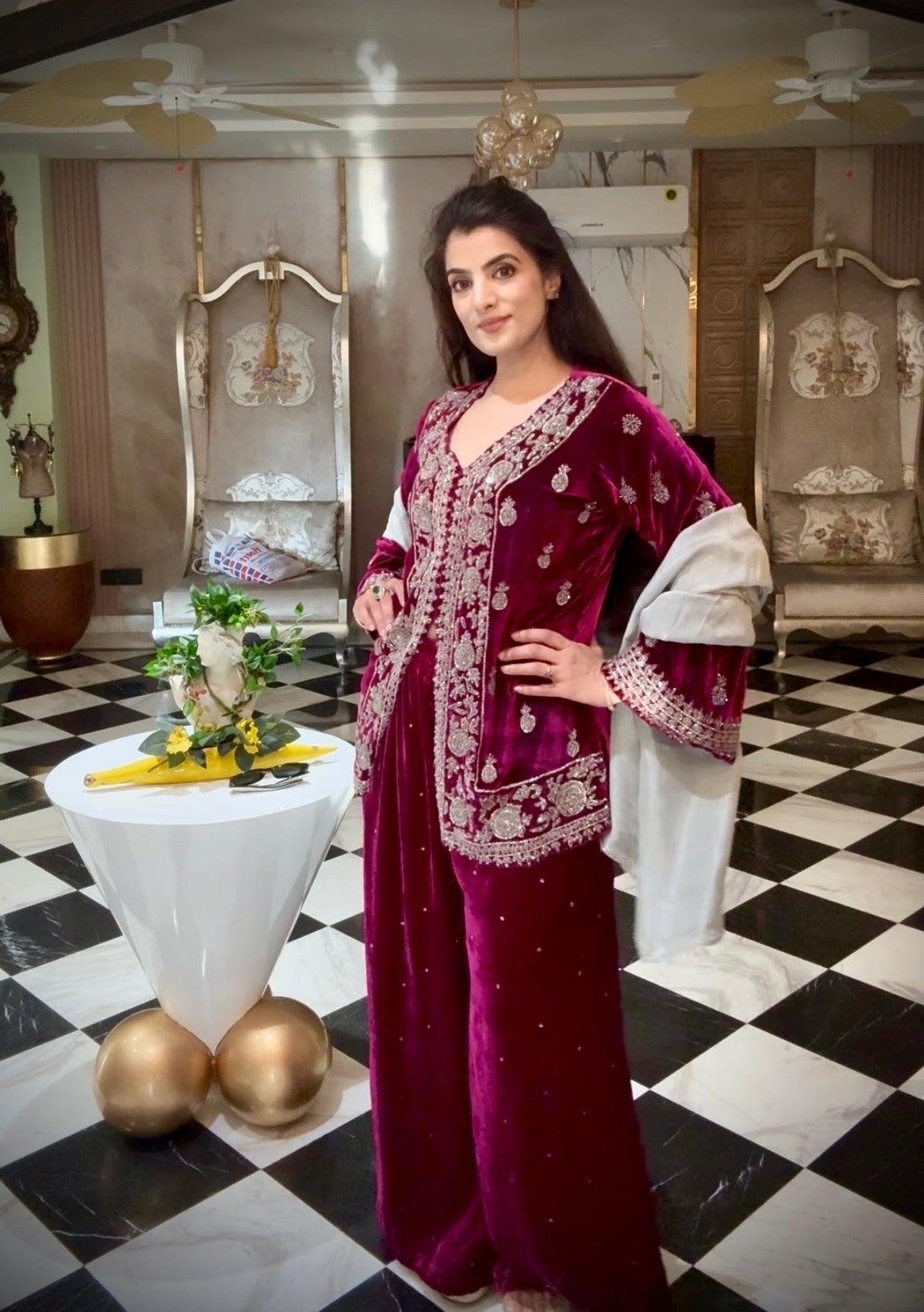 Wine velvet co-ord