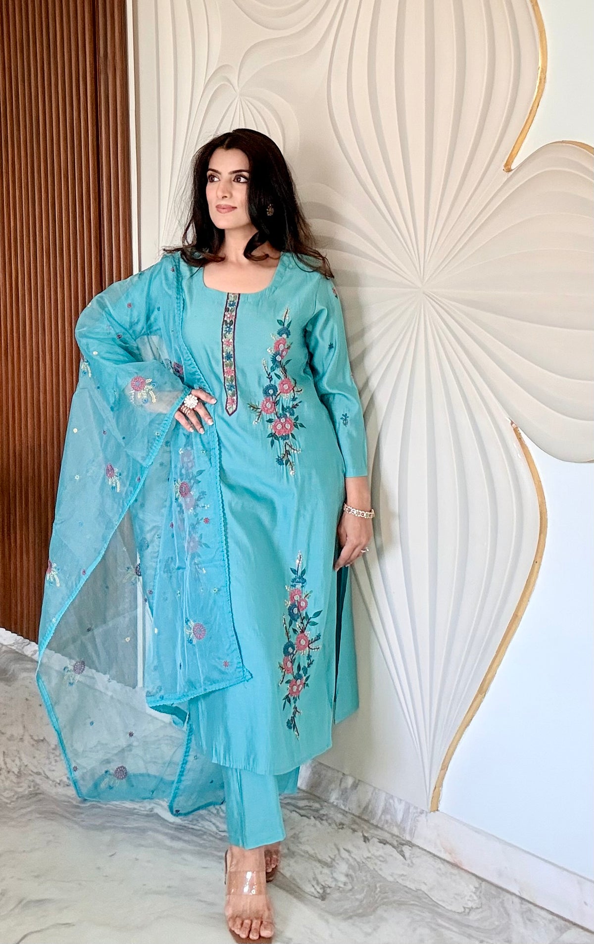 Turquoise Malchanderi Cotton Suit