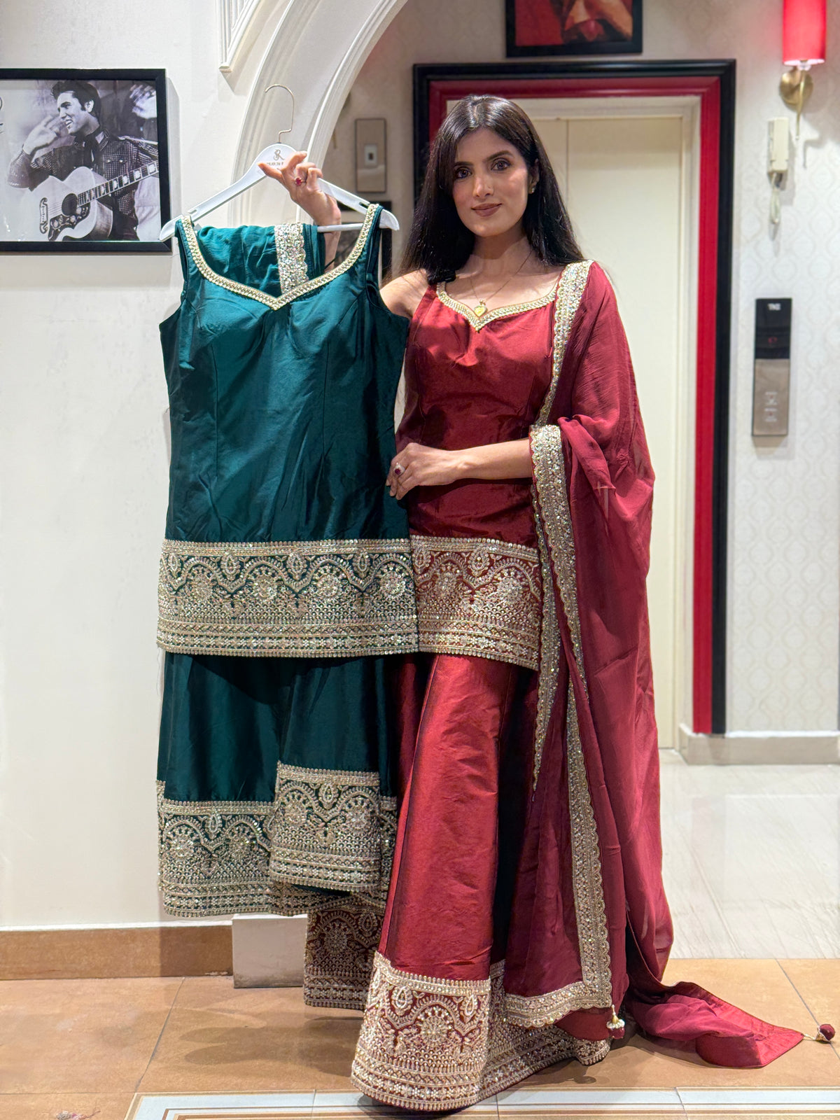 Deep Red Sharara Suit