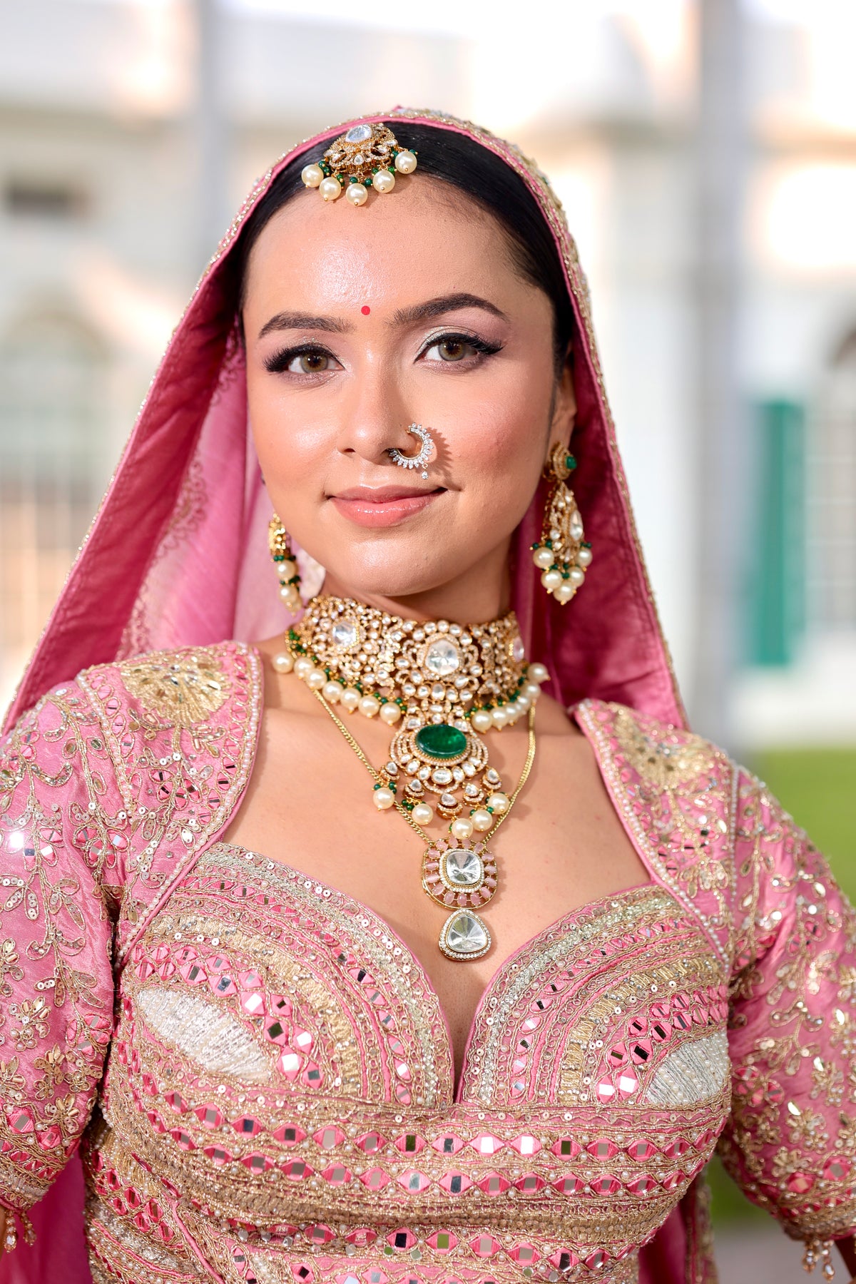 Blush Pink Zari And Mirror Lehenga