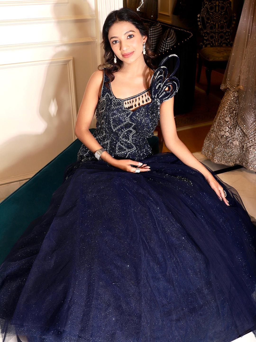 Nocturne Élan – Midnight Blue Crystal Ball Gown