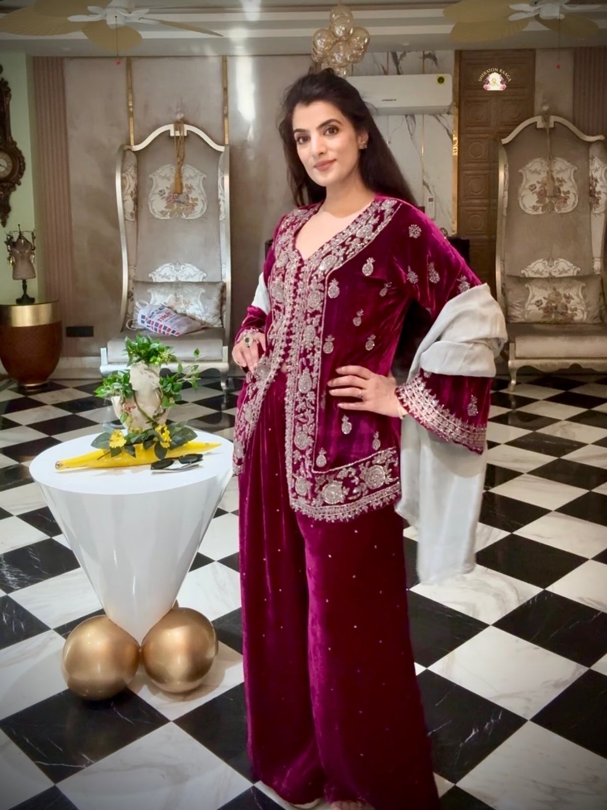 Wine velvet co-ord