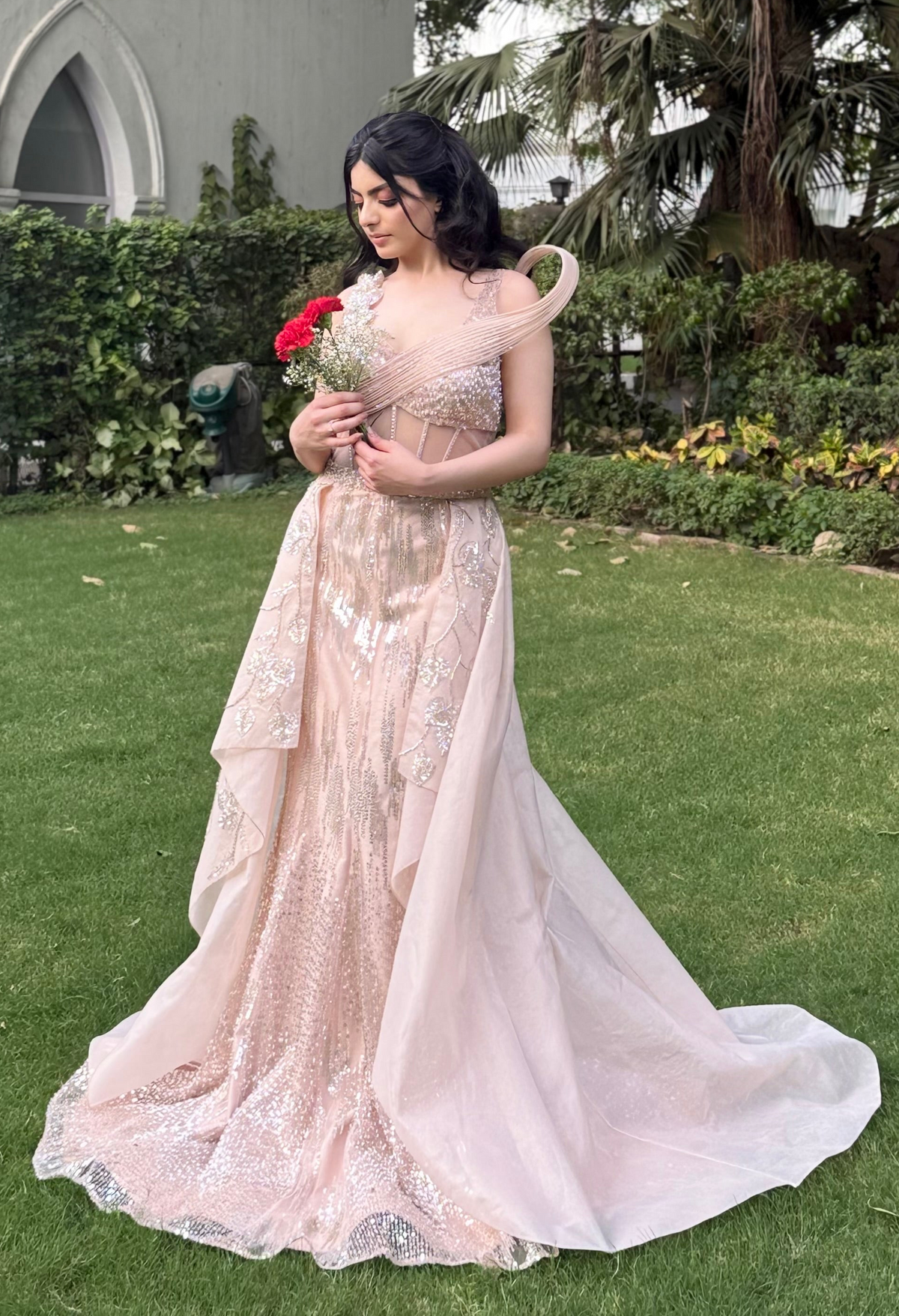Blush Silver Trail Gown