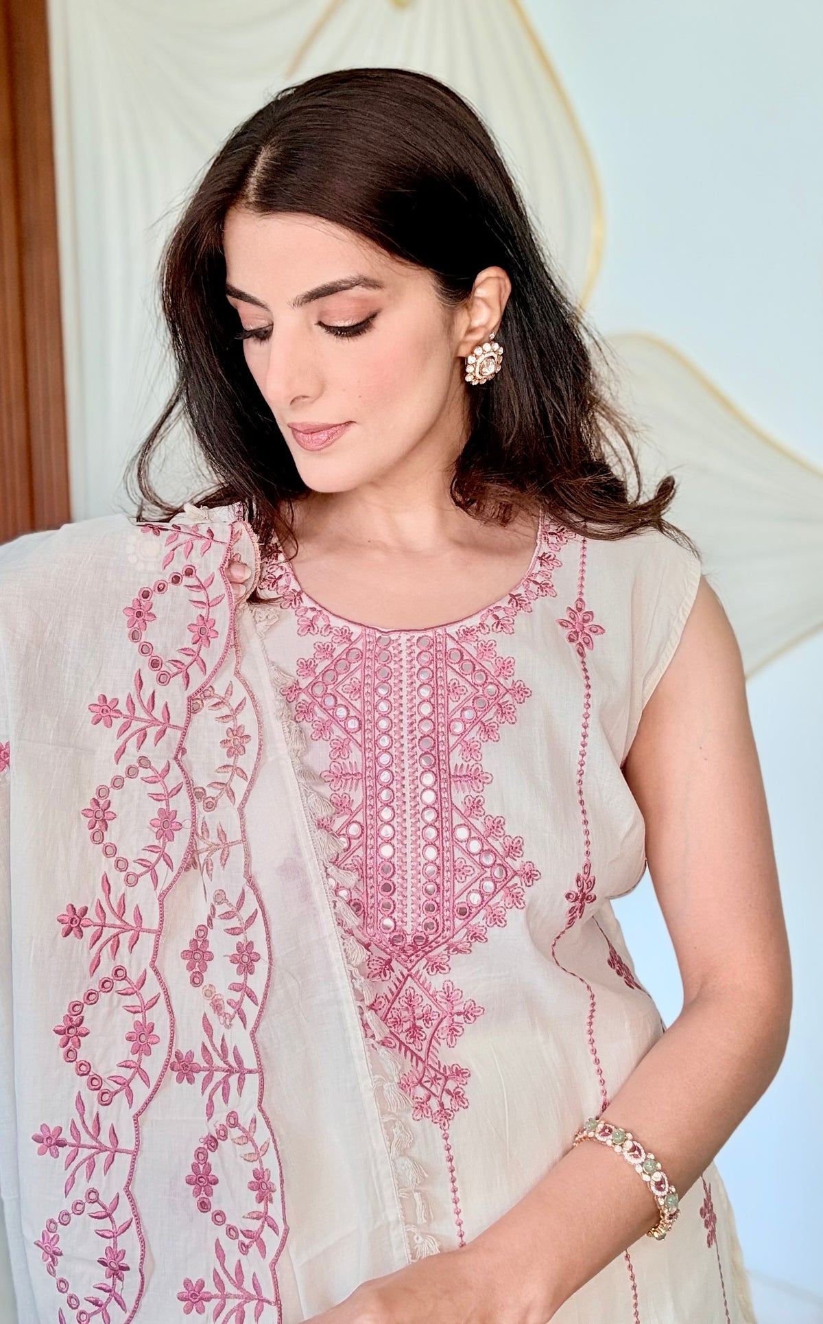 Ivory Pure Cotton A-Line Suit