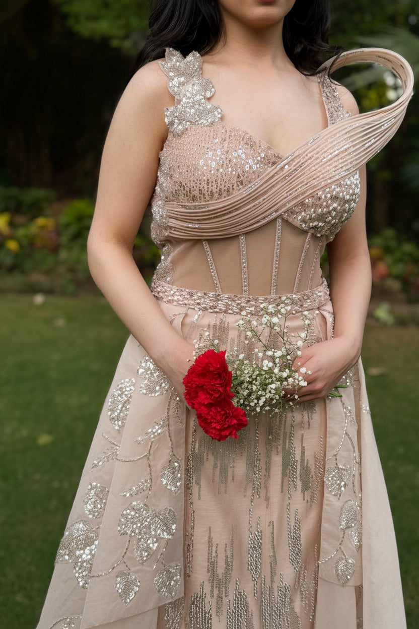 Blush Silver Trail Gown