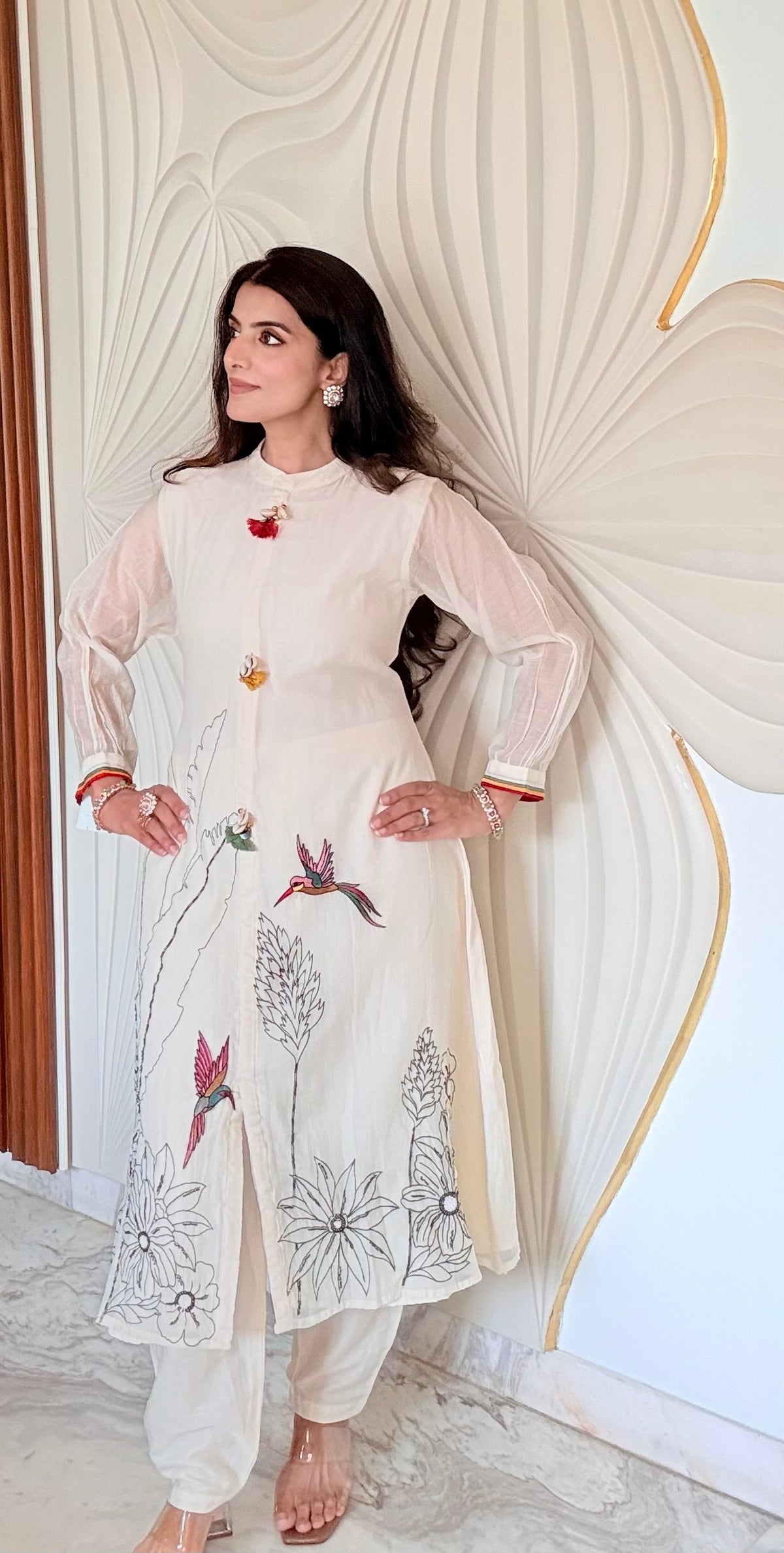 Ivory Bandhgala Cotton Suit