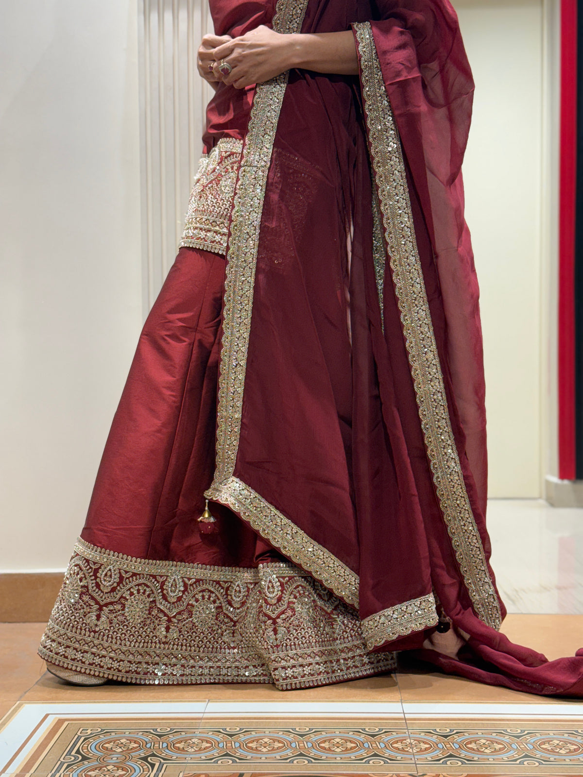 Deep Red Sharara Suit