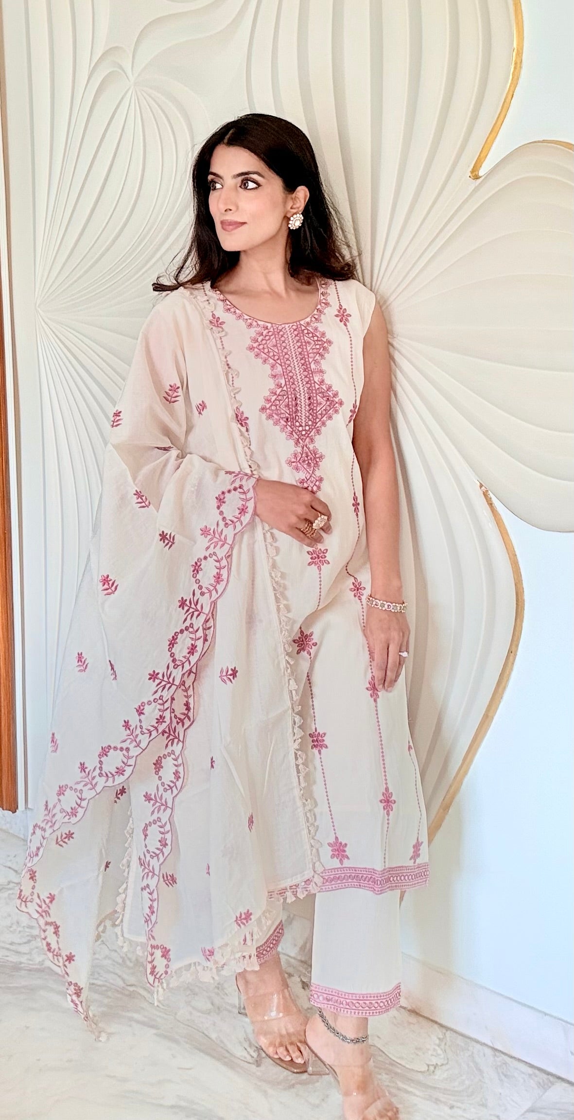 Ivory Pure Cotton A-Line Suit