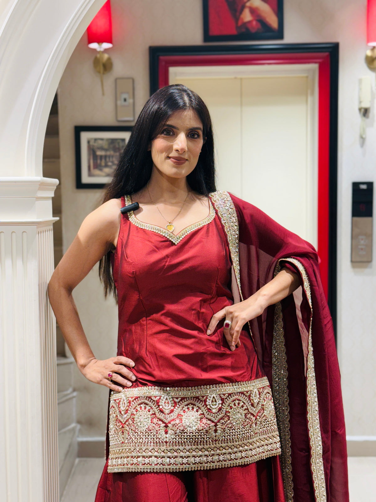 Deep Red Sharara Suit