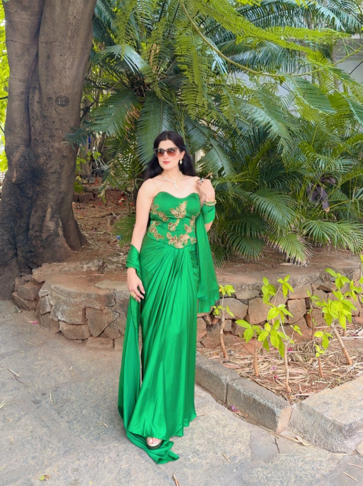 Emerald Green Corset Drape set