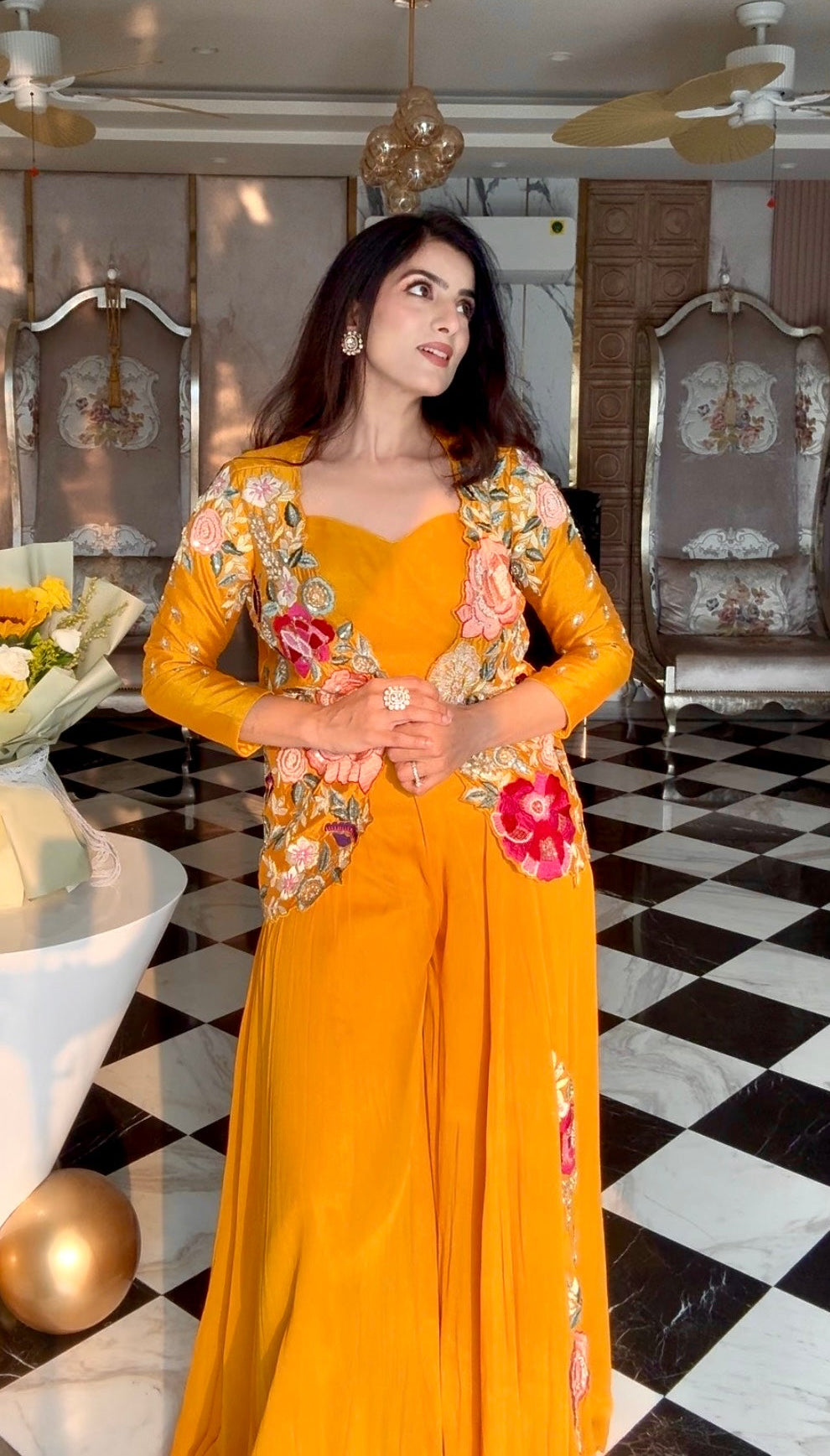 Marigold Yellow Floral Indo western