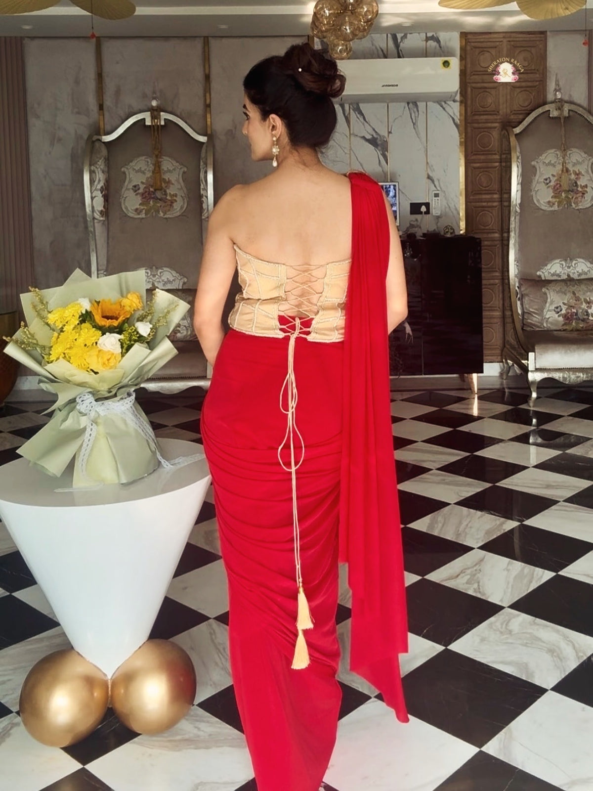 Ruby Red Pre-Draped Saree