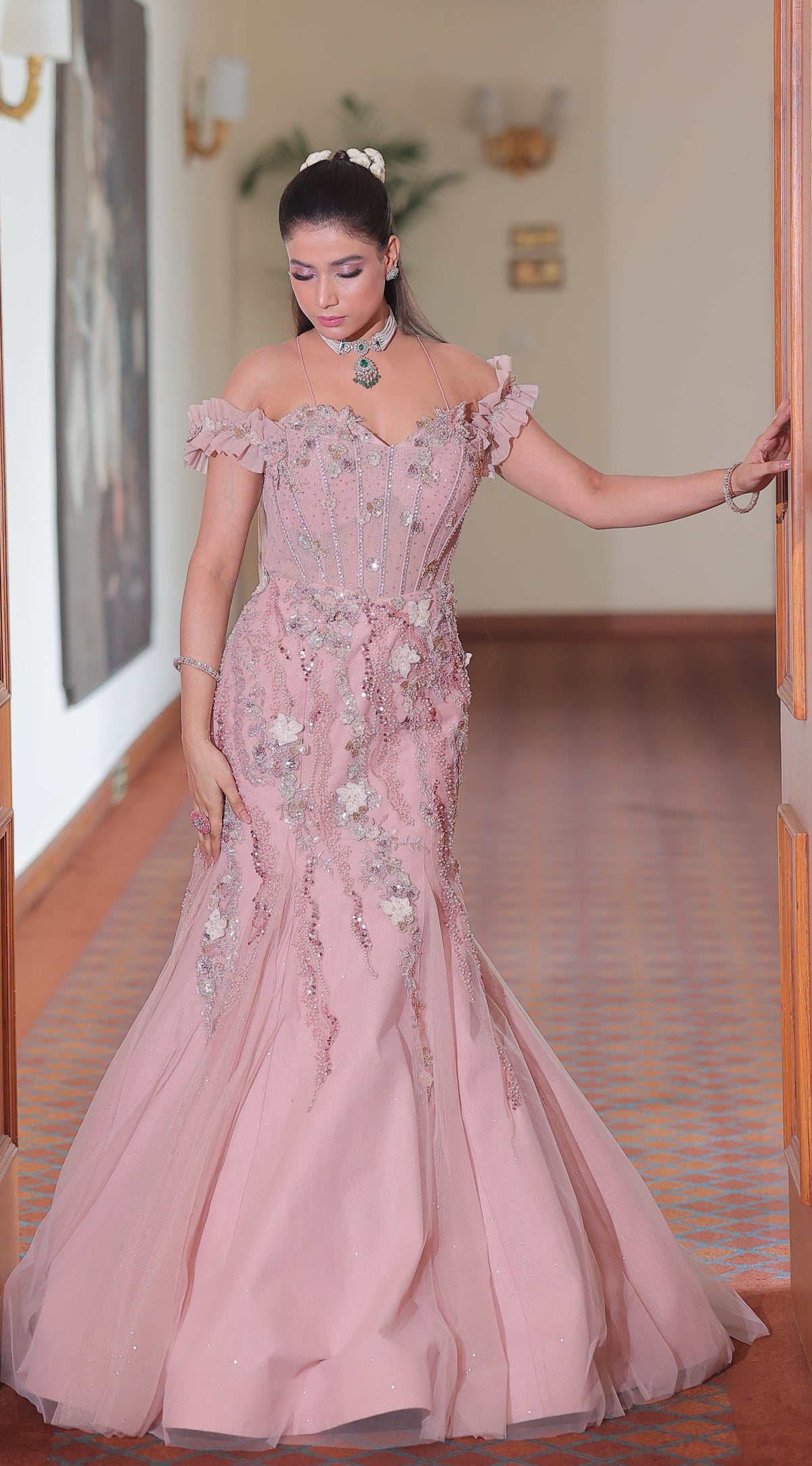 Blush Pink  Mermaid Gown