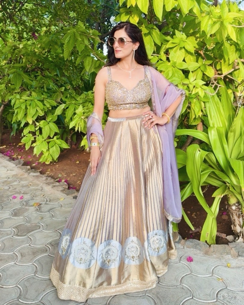 Champagne lavender Lehenga