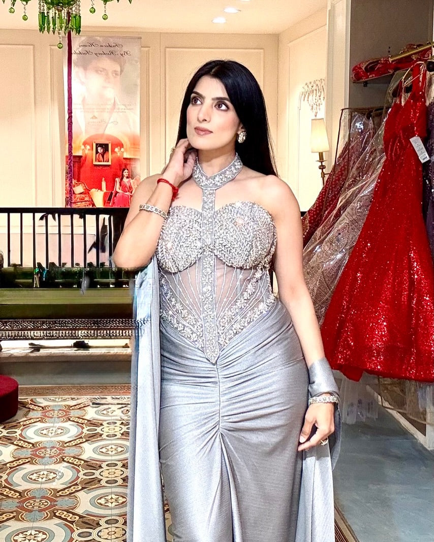 Silver Crystal Drape Set