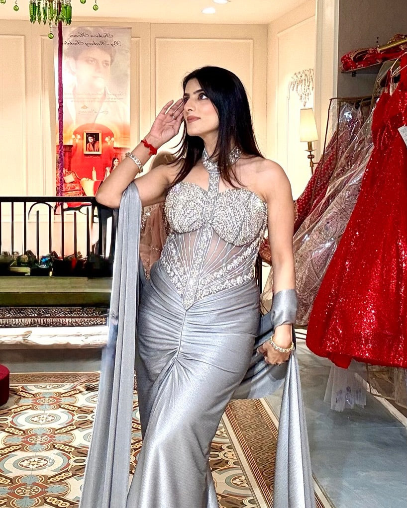 Silver Crystal Drape Set