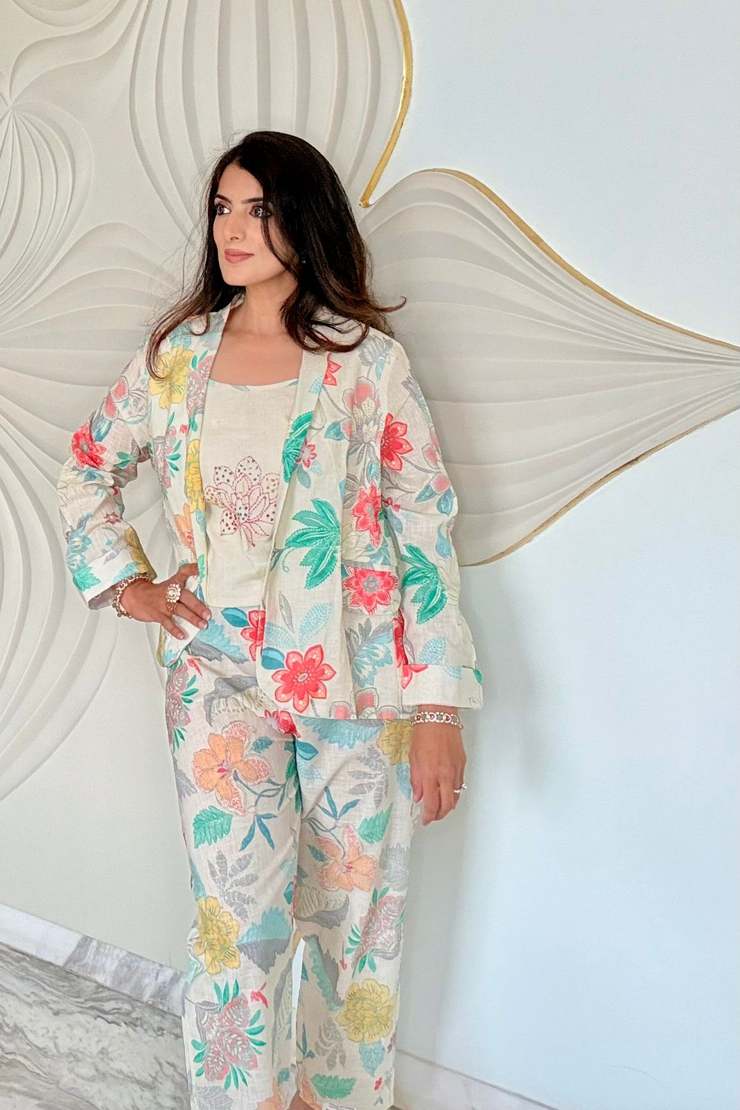 Floral Linen Cotton Co-Ord Set