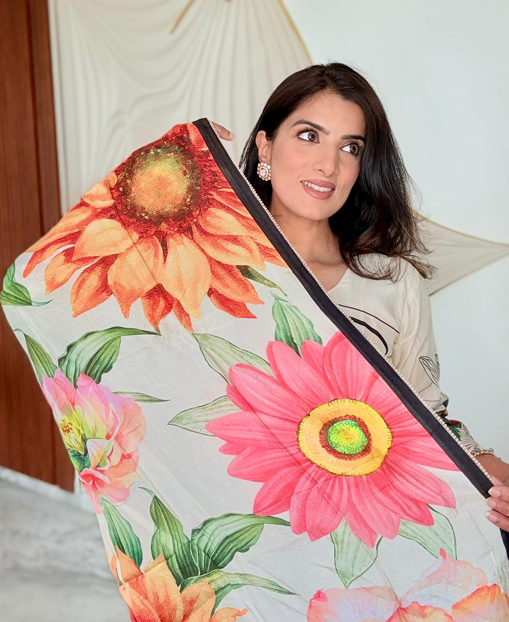 Parrot Print Crepe Suit Set