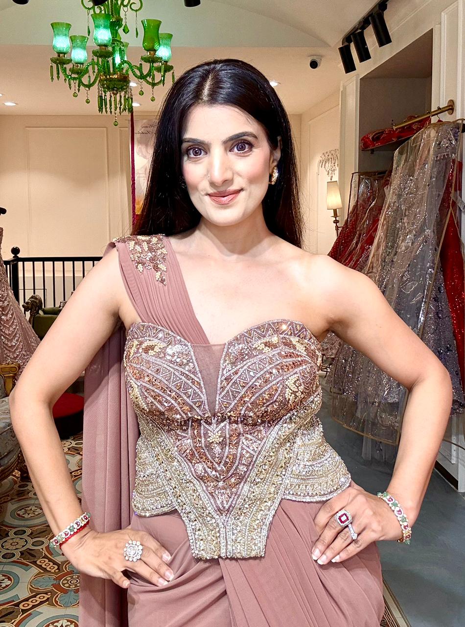 Mauve Corset Fusion Saree