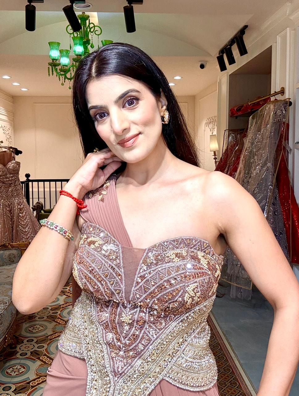 Mauve Corset Fusion Saree