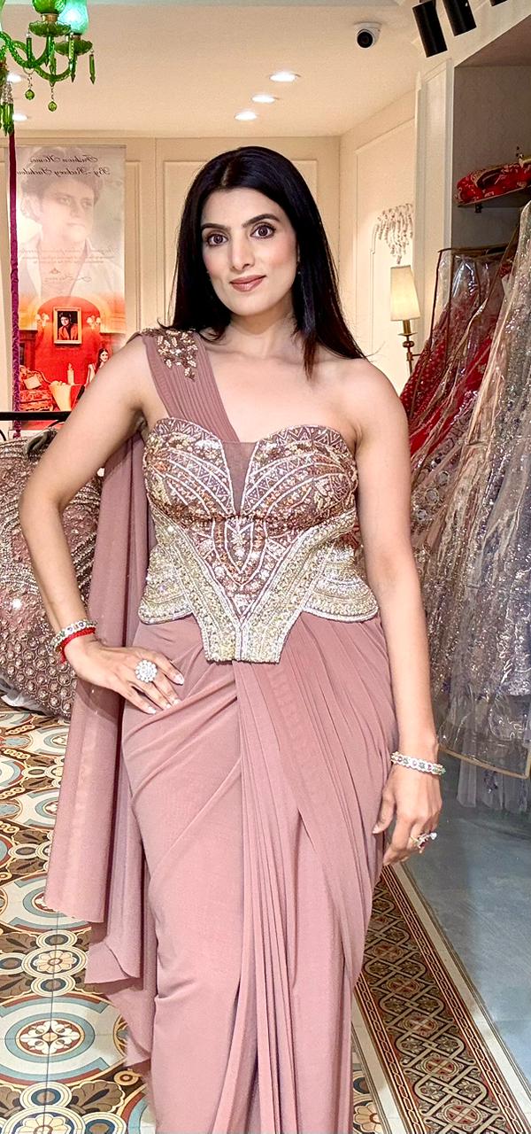 Mauve Corset Fusion Saree