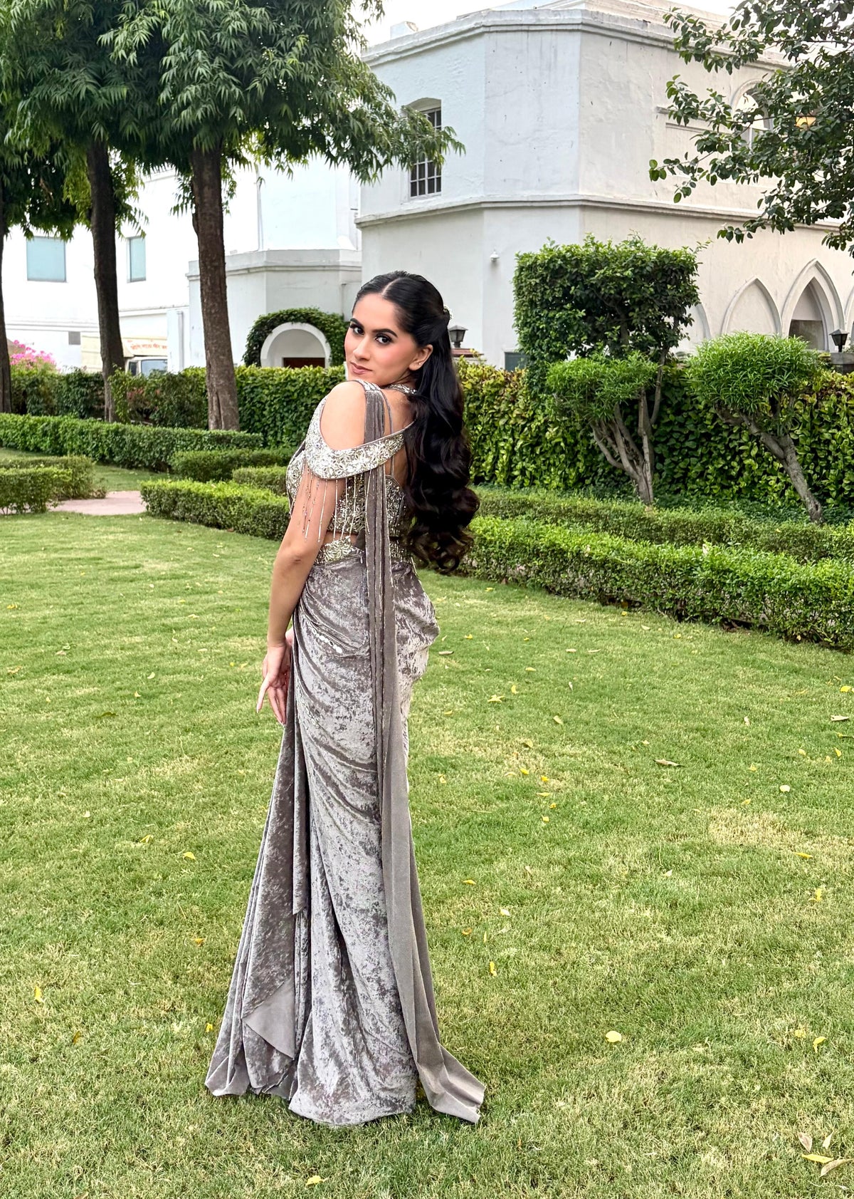 Silver Dreams- Predraped saree