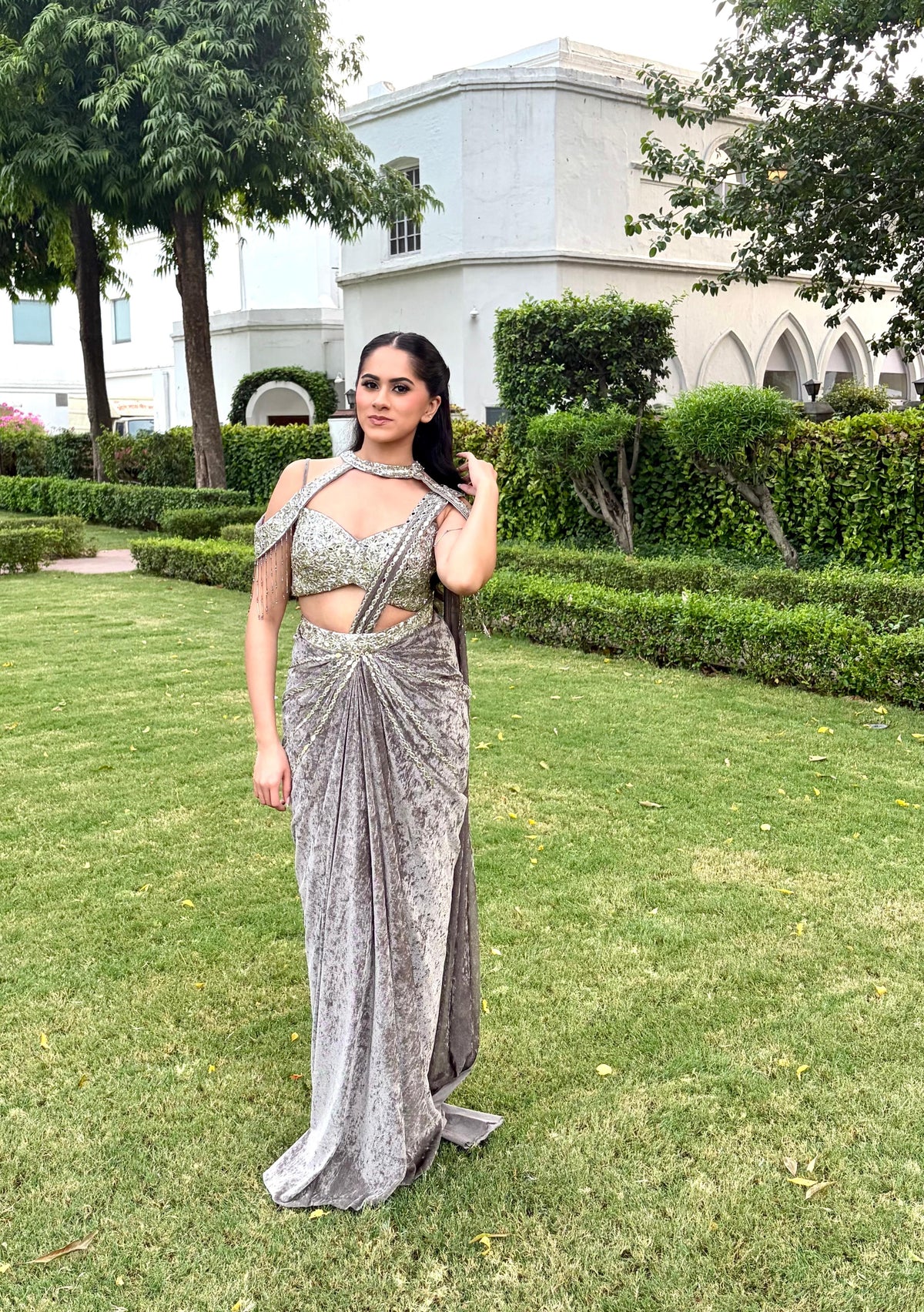Silver Dreams- Predraped saree