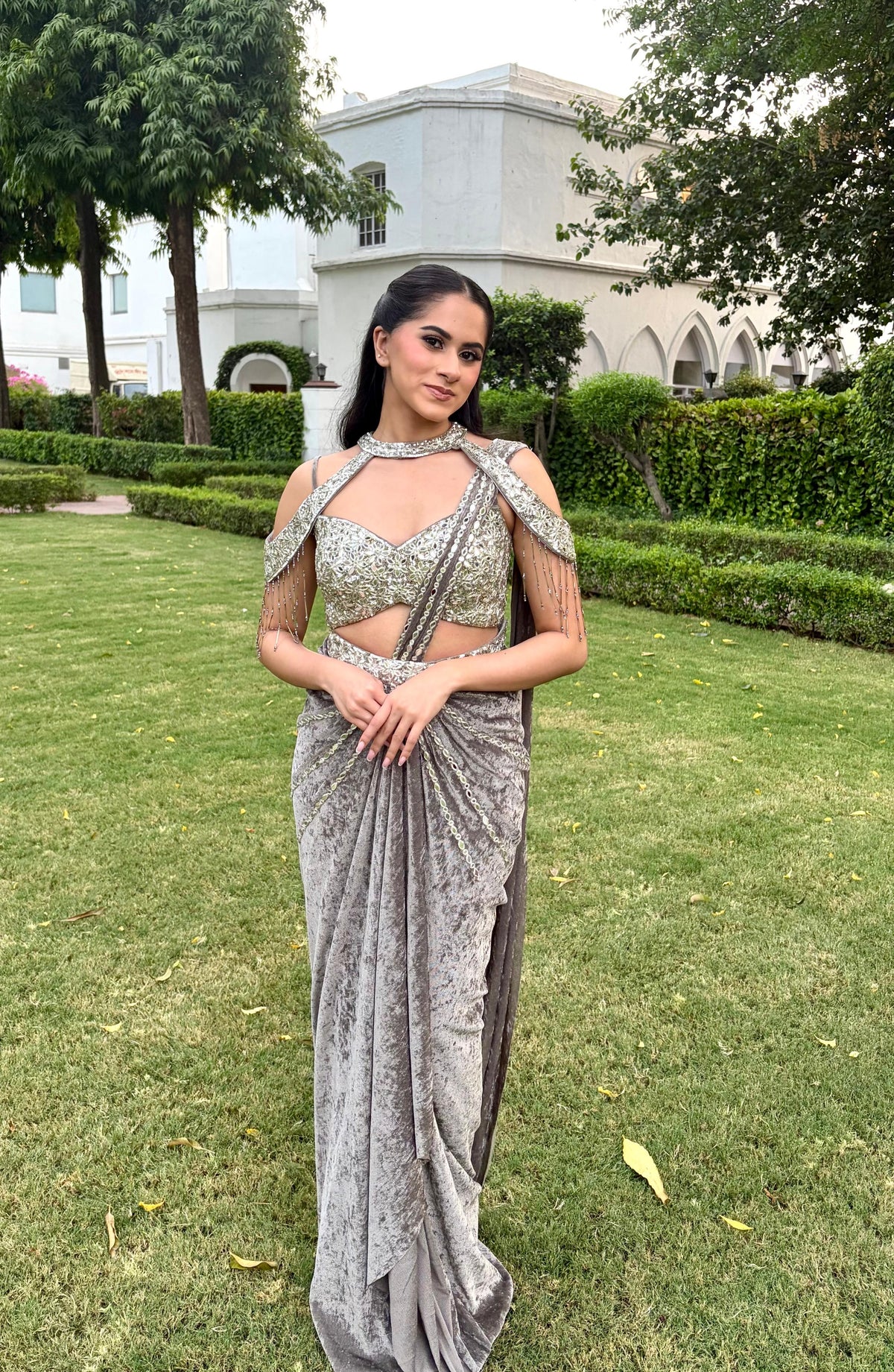 Silver Dreams- Predraped saree