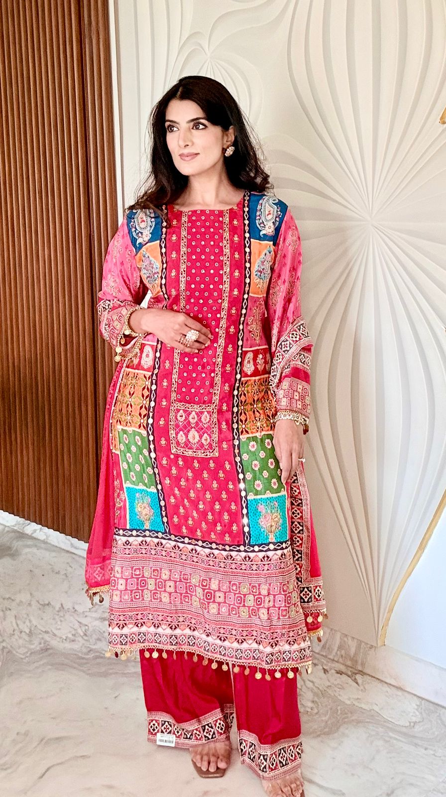 Crimson Crepe A-Line Suit Set