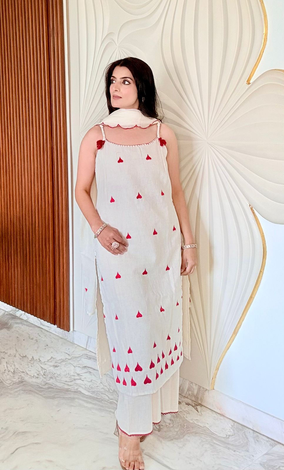 Sweetheart Ivory Pure Cotton Suit Set