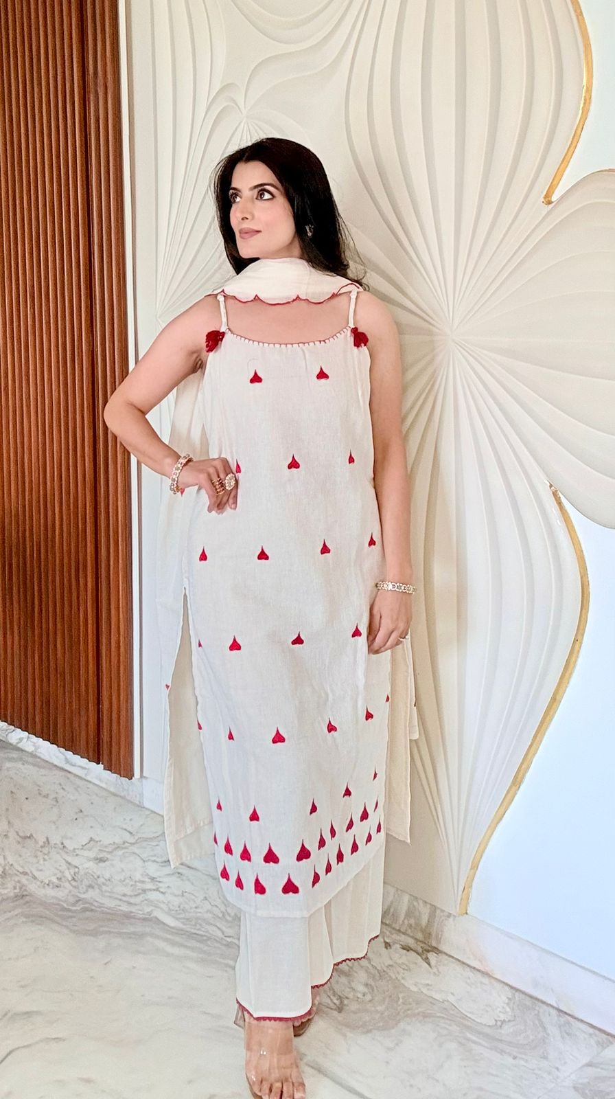 Sweetheart Ivory Pure Cotton Suit Set