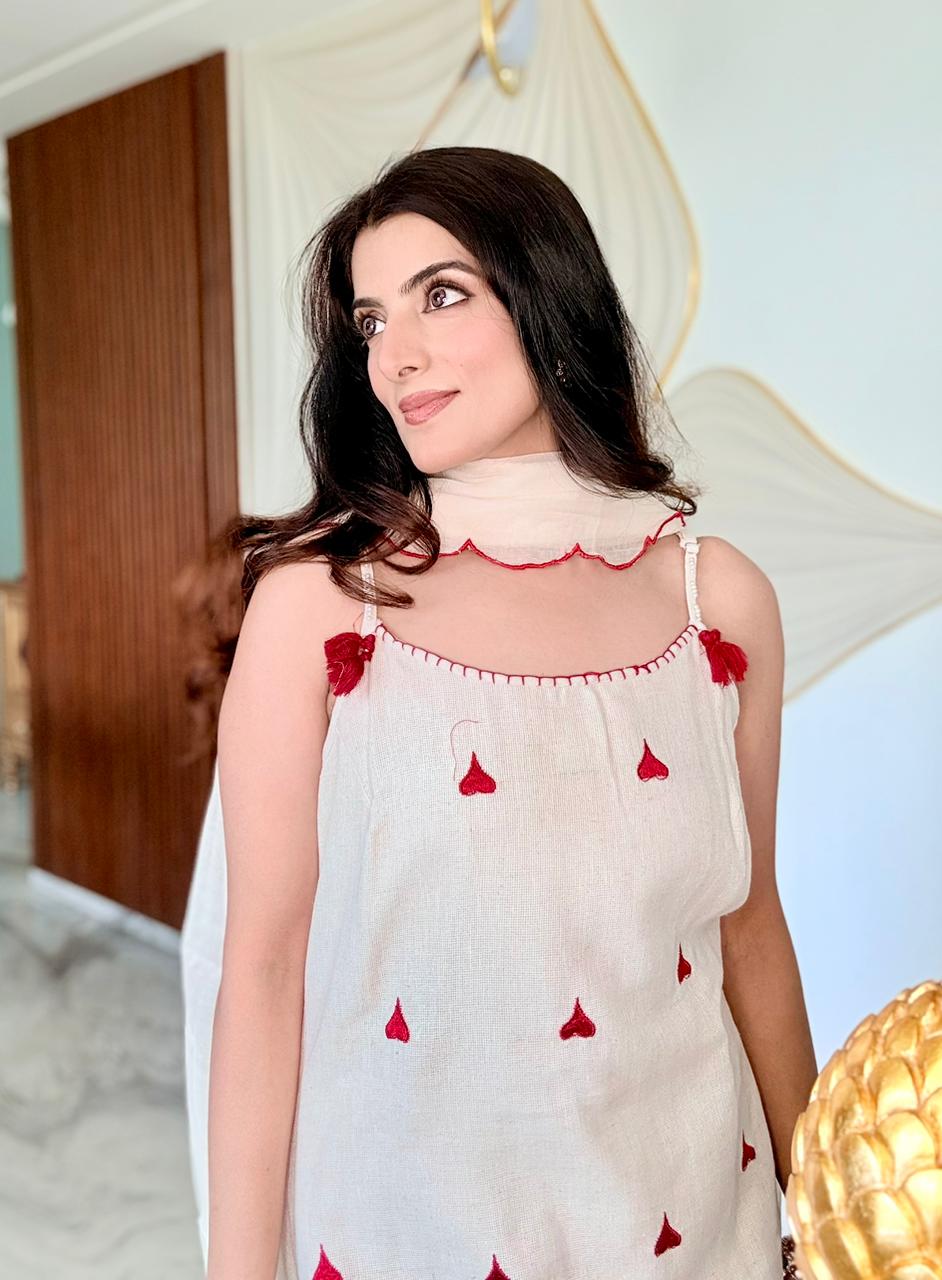 Sweetheart Ivory Pure Cotton Suit Set
